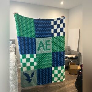 American Eagle Outfitters Blue and Green Checkered Throw Blanket
